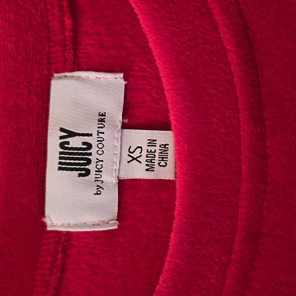 JUICY COUTURE WOMEN'S JUNIOR FUSCIA LONG SLEEVE VELVETEEN PULLOVER CREWNECK XS - Picture 5 of 16